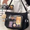 Bolsa Mensageiro Estilo Universitário Japonês Feminina Grande Capacidade Combina com Tudo Simples Transparente Bolsa de Dor Bolsa de Ombro Transversal para Aula de Estudante