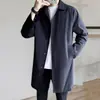 Jaqueta Capa Fina para Primavera e Outono Masculina Tendência Gola Lapela Manga Longa Masculina Versátil Comprimento Médio Corta-vento Tamanho Plus