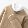 Suéter Masculino de Lã 100% Pura para Outono e Inverno, Gola Redonda, Aconchegante, Tricô Jacquard, Casual de Negócios, Tricô Básico de Lã