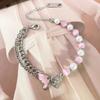 Pendientes de tuerca de circonio con colgante de mariposa rosa con incrustaciones de aceite de gota, aretes de clip para la oreja, pulsera, collar, serie de trajes, exquisita moda, accesorios versátiles para mujer