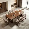 Mesa longa de madeira maciça para uso doméstico, projetada para ser colocada na sala de estar, uma mesa de estudo para duas pessoas, mesa de trabalho e mesa de computador para escritório