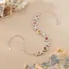 Pulseira de Prata de Lei S925 Cravejada com Turmalina Natural Colorida para Mulheres, Joia de Gema Floral Cubo de Açúcar, Venda Popular por Atacado ao Vivo