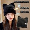 Invierno Nuevo Estilo Japonés Sombrero de Lana con Orejas de Gato Estilo Coreano Moderno Lindo Casual Cálido Versátil Sombrero de Punto Sombrero de Mujer