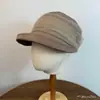 Sombrero de Pescador Estilo Yamamoto Azul Ceniza, Diseño Grande de Ala Ancha Que Hace que la Cara Parezca Más Pequeña, Sombrero Japonés Artístico con Ala de Gasa Plisada para Mujer