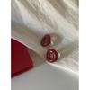 Brincos Circulares Esmaltados Vermelhos Vazados de Nicho Sul-Coreano Ins para Mulheres Design de Agulha de Prata 925 Brincos de Rosca com Senso Avançado