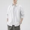 Camisa de manga larga para hombre de algodón puro de alta calidad y peso pesado, nueva camisa de trabajo estilo americano para primavera/otoño 2026 con cuello camisero, chaqueta casual