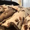 Manta con Estampado de Leopardo Maillard de Piel de Conejo Juego de Cuatro Piezas Invierno Engrosado Cálido Sábana Bajera y Funda de Edredón de Terciopelo de Leche Ropa de Cama