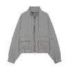 Ropa de Mujer 2026 Verano Nuevo Estilo Europeo y Americano Moda Versátil Bloque de Color Cuadros Cuello Alto Chaqueta Holgada en Color de la Imagen