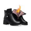 Botas Curtas de Salto Grosso para Mulheres Dropshipping, Sapatos de Algodão Versáteis de Solado Macio para Mulheres, Sapatos de Inverno e Outono para Mães, Sapatos de Couro, Botas de Algodão Quentes de Veludo