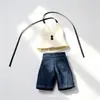 Solo ropa de muñeca 20cm muñeca articulada zsiga Gazi Jie muñeca bjd conjunto de top y falda franceses sombrero de paja