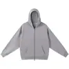 Sudadera con capucha y cremallera de doble sentido de color liso retro americano de 420 g para hombre y mujer, marca moderna, sudadera con capucha grande de rizo, pantalones de chándal, otoño