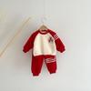 Conjunto de Invierno Grueso para Niños y Niñas 2024 con Bordado de Oso, Sudadera Estilo Coreano para Bebés, Grueso y Cálido para Uso en Exteriores