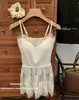 Camisola de Punto de Encaje Blanco con Cuello en V para Mujer Otoño Fondo Spice Girl Sexy Cintura Top para Ropa Exterior