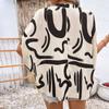100% Ropa2025 Nuevas Camisas de Verano Europeas y Americanas Holgadas Estampado Abstracto de Manga Corta con Cuello en V Transfronterizas