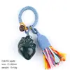 Colgante de corazón de cristal natural transfronterizo, bolsa de cuerda trenzada DIY estilo europeo y americano y accesorios para coche, llavero de jade natural
