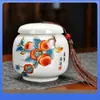 Porcelana Branca Dehua Mini Lata de Chá Cerâmica Pequena Caixa de Embalagem para Chá Lata Portátil Porcelana Jade Gordura de Carneiro Sem