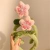 Aro para el pelo con diseño de flor de durazno, de peluche, para mujer, con dibujos animados, para lavarse la cara, antideslizante, con pelo peludo, accesorio para el pelo
