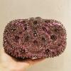 Bolsa de cristal de luxo Jiashili diamante completo diamante roxo claro clutch de jantar alça corrente bolsa de noite corrente bolsa feminina