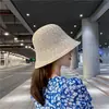 Moda Primavera y Verano Versátil Malla Hueca Exterior Casual Sombreros para Mujer Sombreros de Sol para Mujer Sombreros de Pescador Sombreros de Cubo