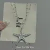 Nova Colar com Pingente de Estrela-do-Mar de Contas de Cristal Empilhadas de Camada Dupla Moda Nicho Estilo Simples de Férias Colar Longo