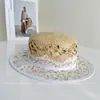 Sombrero Plano de Encaje Dulce Estilo Japonés para Mujer, Verano, Calado, Protector Solar de Paja, Tejido a Mano Raffy, Sombrilla de Sol, Moderno