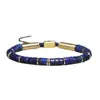 Lápis Lápis Lápis Espaçador Pulseira Trançada Feita à Mão Pulseira de Contas de Pedra Natural Ajustável Retrô para Homens e Mulheres Joia Exquisita