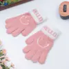 Luvas de Rosto Sorridente Fofas para Mulheres Estilo Coreano Ins Meninas Inverno Espessadas Quentes Estudantes Luvas de Tricô com Dedo que Mostra a Tela Sensível ao Toque