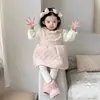 Chaleco de Polar con Estampado Floral 2025 Vestido de Princesa para Niñas, Nueva Colección Elegante Otoño/Invierno para Bebés y Niños, Listo para Enviar