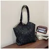 Bolsa de Tela con Patrón de Cielo Estrellado Estilo Coreano para Primavera y Verano, Estilo Casual para Mujer, Gran Capacidad, Versátil para el Uso Diario, Bolso de Hombro Casual