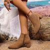 Botas Martin de Couro para Mulheres, Bico Fino, Salto Bloco, Comércio Exterior Transfronteiriço, Novidade Moda Outono e Inverno 2025, Cano Curto, Salto Médio, Tamanho Grande