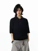 Camisa Polo Tricotada com Design de Nicho Retrô Americano Manga Curta Unissex Verão Tendência High Street Casual Tops