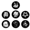 Estilo Gótico Dark Gatinho Caveira Desenho Animado Emblema Estrela de Cinco Pontas Esqueleto Broche de Metal Decoração de Mochila Pino