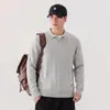Camisa de punto de manga larga de alta gama para hombre, estilo "old money" americano, nuevo modelo primavera y otoño 2026, polo con cuello, camiseta a rayas