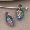 Cuentas Espaciadoras de Vidrio Vintage Multicolor con Hoja Pintada en Oro Colgante Llavero DIY Hecho a Mano Accesorios de Joyería con Cuentas
