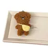 Bolsa de ombro fofa que faz barulho com pingente de chaveiro de pelúcia de cachorro de cabelo cacheado e coelho, presente para melhores amigos e casais