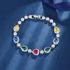 Joia Huabi 2024 Nova Europeia e Americana Retro Tesouro Colorido Luz de Luxo Completo em Diamante Doce Retro Pulseira Feminina Atacado