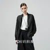 Chaqueta Corta Negra de Lino con Cuello Alto Estilo de Alta Gama para Mujer, Nuevo Modelo Primavera Temprana 2026, Elegante Chaqueta de Oficina para Figuras Pequeñas