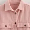 Ins transfronterizo estilo europeo y americano 2026 nueva moda elegante ropa de mujer al por mayor doble bolsillo camisa de mezclilla de manga corta para ir al trabajo