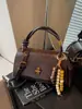 Bolso Vintage para Mujer de Cuero Encerado al Aceite con un Toque de Alta Gama, Bolso de Viaje de Lujo Ligero, Bolso de Mano Estilo Melard Nicho Coreano, Bolso Tote Pequeño