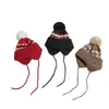 Chapéu estilo Fair Isle para mulheres, com forro de fleece espesso para aquecimento no outono e inverno, protege as orelhas, afina o rosto, gorro de tricô, resistente ao frio e com estilo Lei Feng