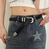 Cinturón estilo americano rojo retro de alta gama estilo universitario con hebilla de pasador sólida, para jeans que combinan con todo, cinturón de cuero de doble cara.