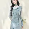 Hermoso Cinturón Ceñidor de Cintura Super Hada Temperamento, Hermoso Nuevo Estilo Chino Cheongsam Mejorado, Hermoso Vestido de Principios de Otoño para Mujer
