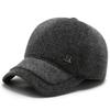 Sombrero para hombres de mediana edad y ancianos, gorra plana de lana, sombrero cálido para días de otoño e invierno, sombrero para padre y abuelo, gorra engrosada con protección para las orejas