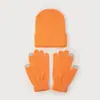 Traje de Amazon otoño e invierno color sólido gorro de lana guantes cálido juego de 2 piezas unisex gorro de punto venta al por mayor