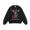 Nova Marca de Moda Chinesa Moletom Estampa Retro Americana Lavado Desgastado com Capuz Solto Top Hoodie Masculino e Feminino Tendência