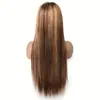 Peruca de renda frontal para moda europeia e americana transfronteiriça da Amazon, cor piano, cabelo longo e liso, peruca de renda frontal, cobertura total da cabeça