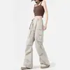 Calça de Trabalho Americana High Street para Mulheres, Verão 2026, Corte Solto, Emagrecedora, Fina, Moderna, Cintura Alta, Secagem Rápida, Calça Wide Leg Levemente Flare