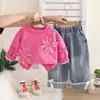 Conjunto de Ropa de Otoño para Niñas 2026 Nueva Moda Ropa de Primavera y Otoño para Niños, Conjunto de Dos Piezas Sudadera Floral de Otoño para Bebé Niña