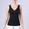 Chaleco térmico para mujer con almohadillas en el pecho, forro polar, engrosado, sin costuras, lencería sexy, se puede usar como prenda exterior, camiseta interior auto-calentable para otoño e invierno