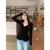Camiseta de Manga Larga Estilo Puro Deseo para Mujer, Diseño de Otoño, Cintura con Cordón, Top Adelgazante